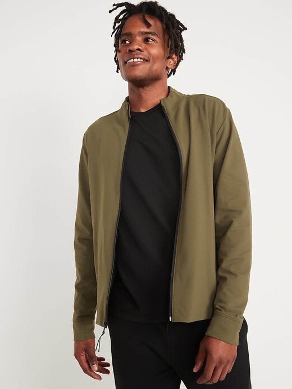 Old Navy Men's PowerSoft Coze Edition Zip-Front Olive Green Jacket